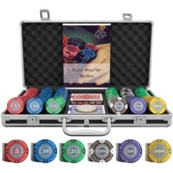 Bullets Pokerkoffer BG-PS-0007 Tony 300 Chips, Alu-Koffer, 2 Decks Plastikkarten, Dealer Button