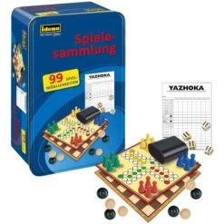 Idena Brettspiel 40216 Spielesammlung 99 Spiele, In Tinbox, Ab 6 Jahre, 1-8 Spieler