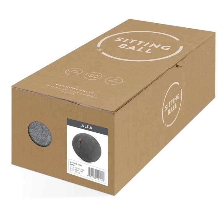 Sitting-Ball Sitzball ALFA 65cm, Veloursoptik, Büro, Ergonomisch, Anthrazit – Bild 5
