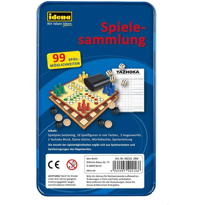Idena Brettspiel 40216 Spielesammlung 99 Spiele, In Tinbox, Ab 6 Jahre, 1-8 Spieler – Bild 4