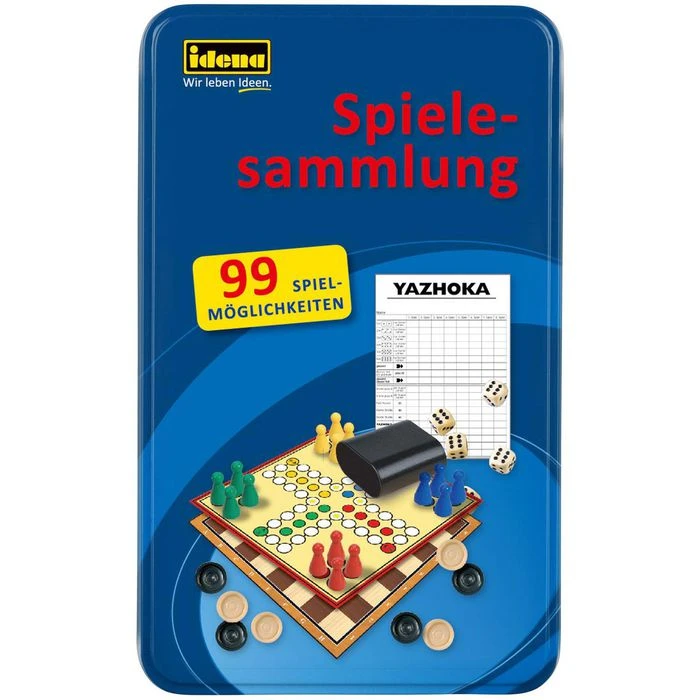 Idena Brettspiel 40216 Spielesammlung 99 Spiele, In Tinbox, Ab 6 Jahre, 1-8 Spieler – Bild 3